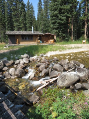 View of our cabin and the brook
